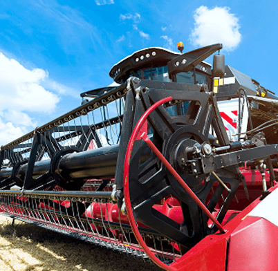 A closeup of a combine head