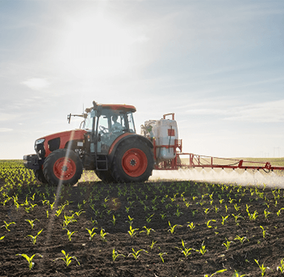 A Sprayer equipment spraying a field
